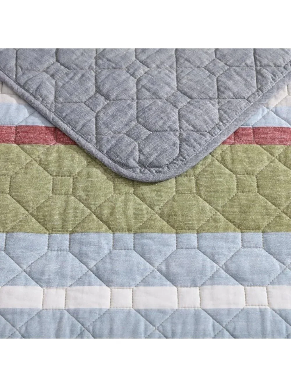 Reversible Cotton Quilt Set with Shams, Lightweight All-Season Bedding, King